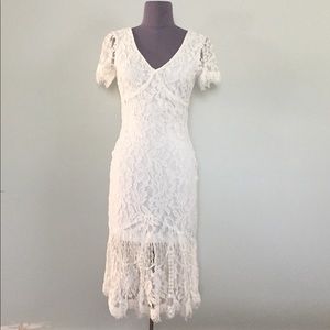 Lulus White Lace Midi Dress XS
